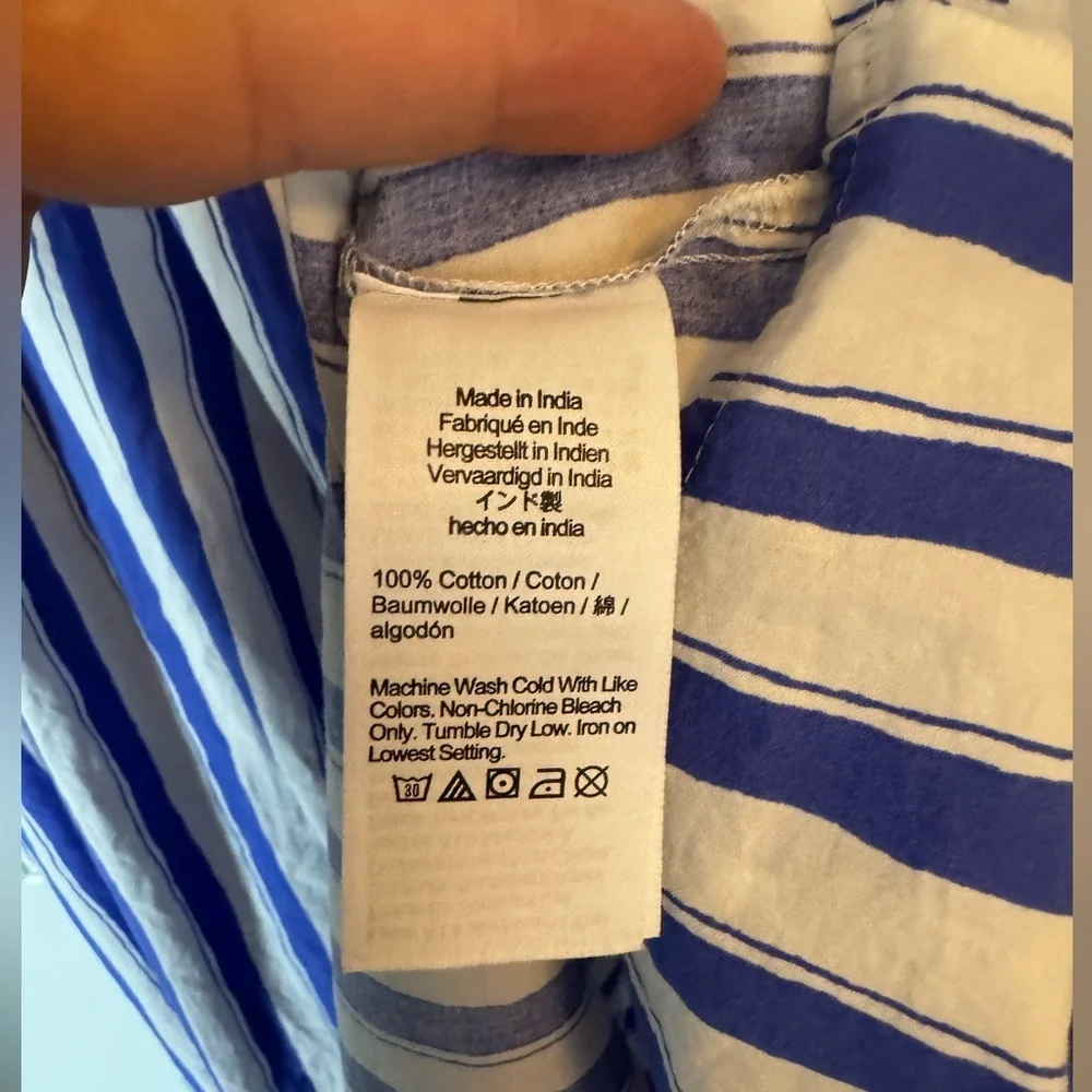 Madewell Blue & White Vertical-Stripe Spaghetti Strap Maxi Dress - Picture 9 of 11